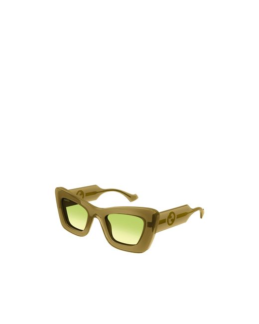 Gucci Green Eyewear Cat-Eye Frame Sunglasses