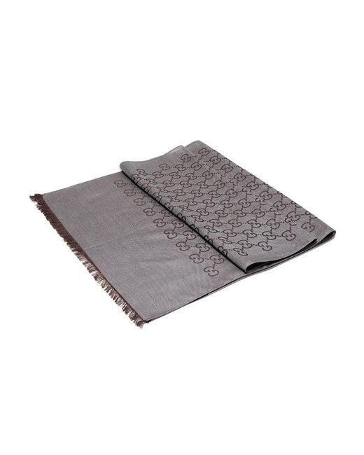 Gucci Gray Classic Logo Scarf for men