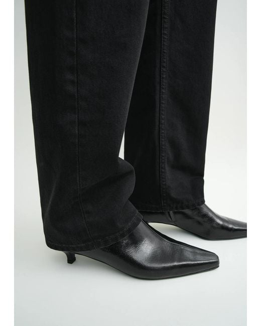 Totême  Black Totême Slim Ankle Kitten-Heel Boots