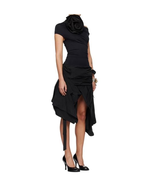 VAQUERA Black Rose Applique Mini Dress