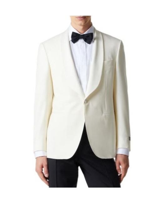 Canali White Wool Suit Jacket for men