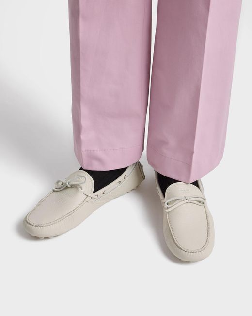 Prada White Leather Driving Shoe for men