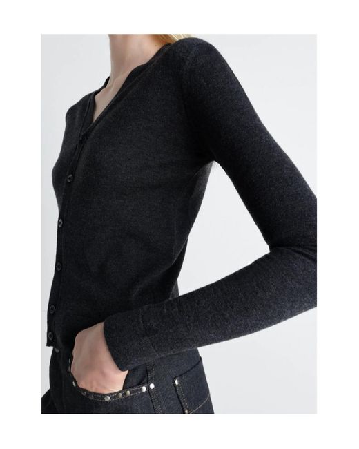 Lemaire Black V-Neck Buttoned Cardigan
