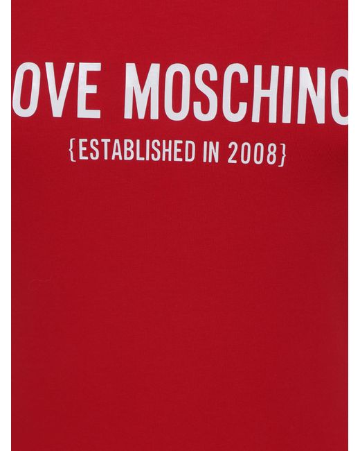 Moschino Red Logo-Print Cotton T-Shirt