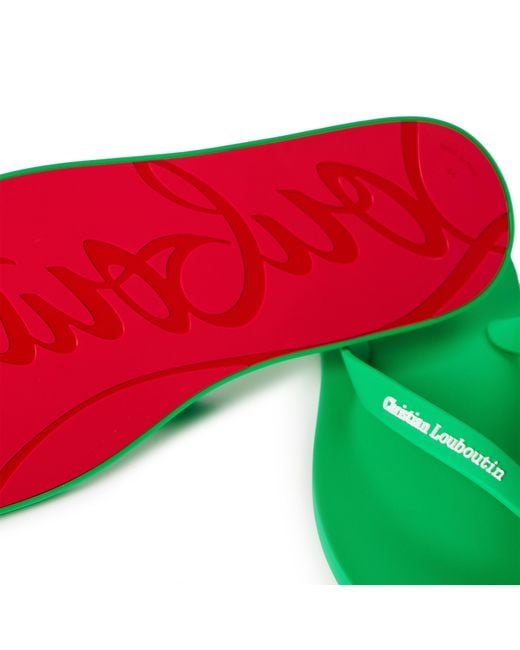 Christian Louboutin Green Solid Color Flip Flops for men
