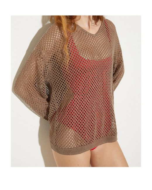MAX&Co. Brown Knitted Mesh Hoodie