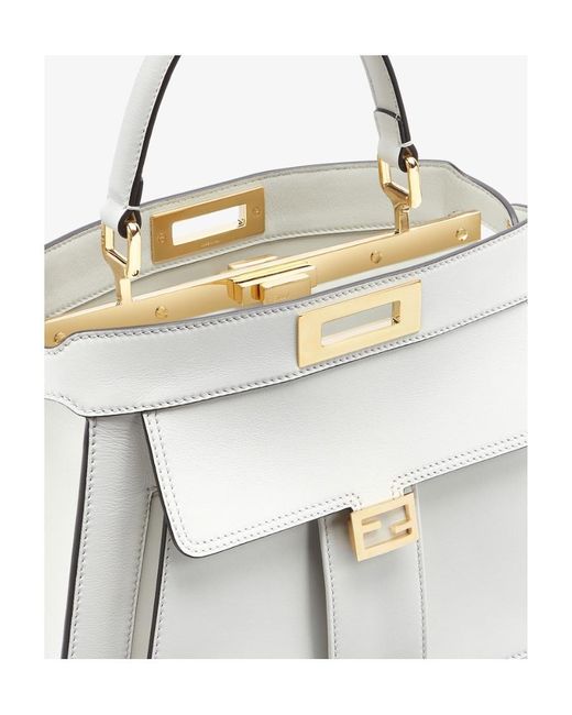 Fendi White Peekaboo Tote Bag