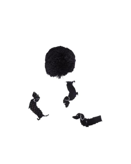 Thom Browne White Pompom Detail Dog Beanie for men