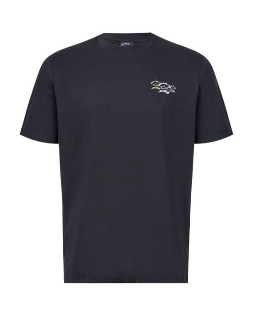 Paul & Shark Blue Round-Necked Logo T-Shirt for men