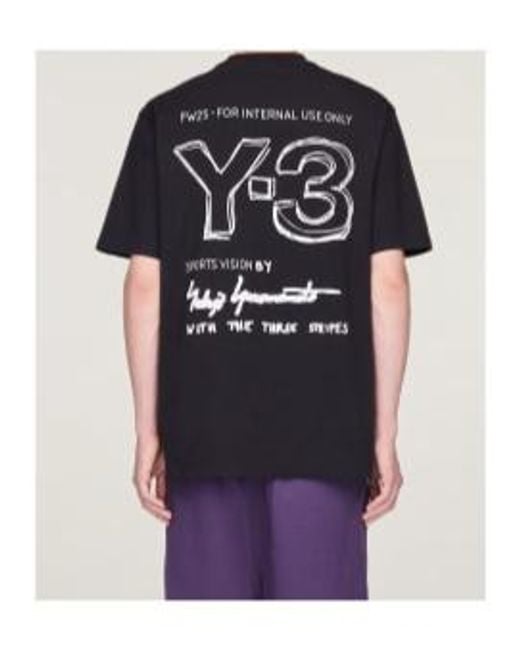 Y-3 Black Logo Printed Short Sleeved T-Shirt for men
