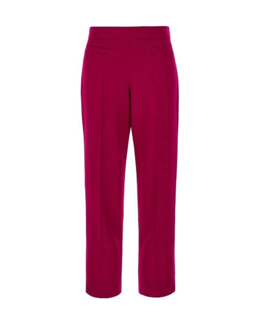 Fendi Red Wool-Blend Cropped Trousers