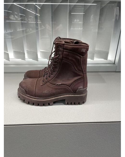 Balenciaga Gray Strike Lace-Up Boots for men