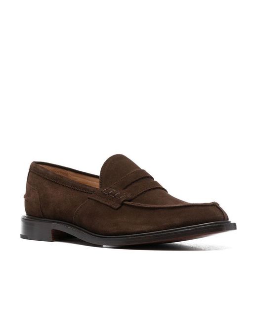 Tricker's Brown James Suede Penny Loafers for men