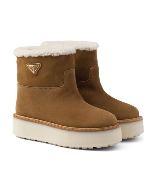 Prada Brown Suede Booties