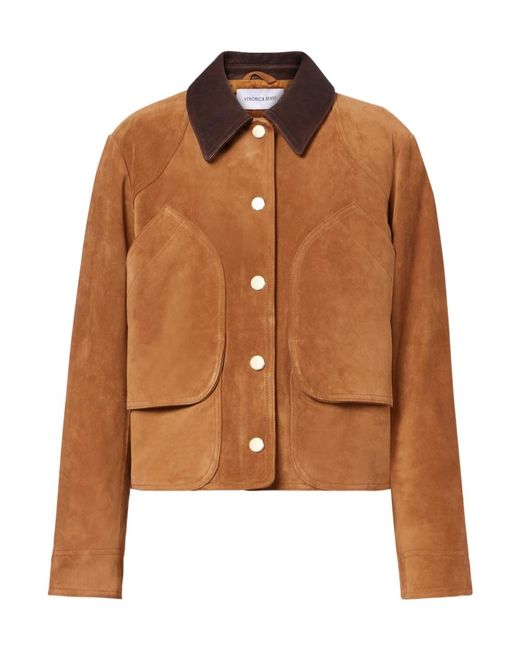 Veronica Beard Brown Walters Suede Field Jacket