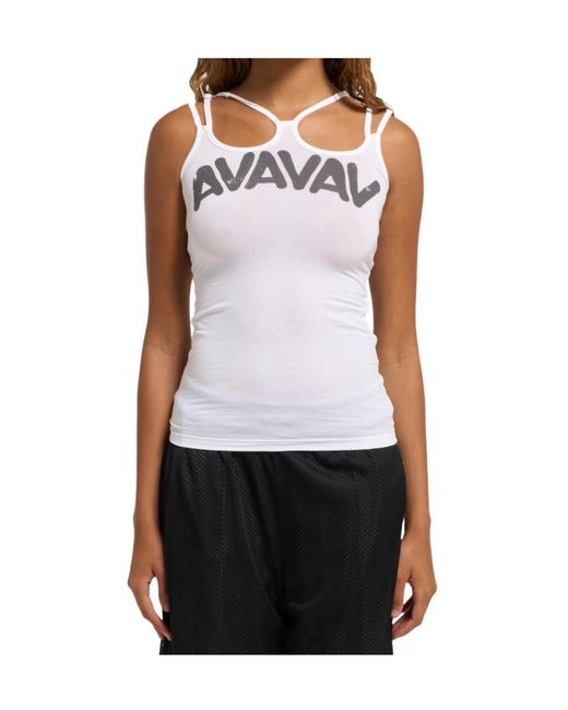 AVAVAV White Tova Logo-Print Multi-Strap Top