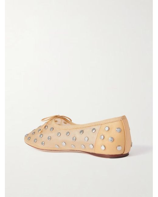 Loeffler Randall Natural Embellished Mesh Ballet Flats
