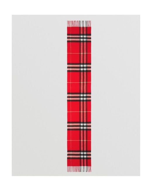 Burberry Red The Classic Checked Fringed Scarf