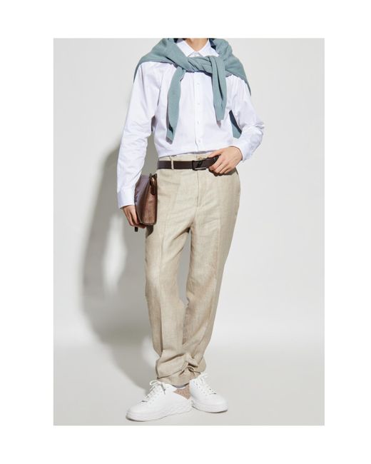 Etro White Logo Embroidered Long-Sleeved Shirt for men