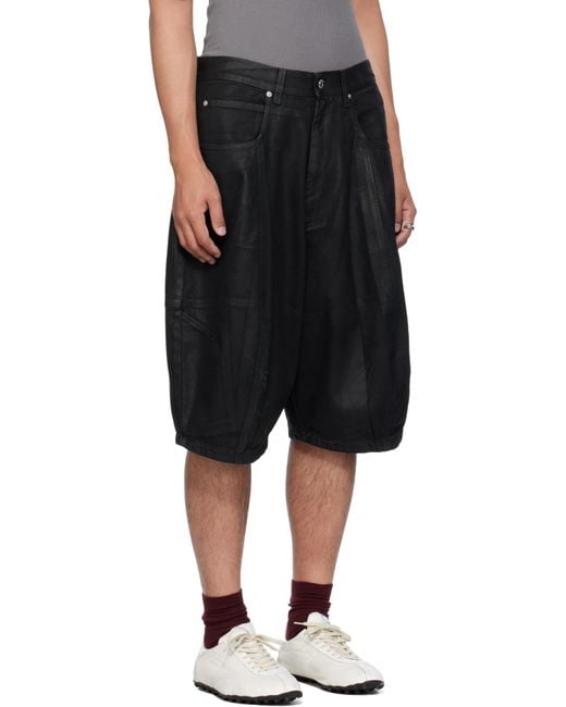 Lu'u Dan Black Puffa Denim Shorts for men