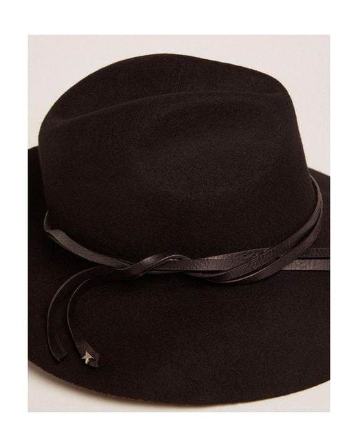 Golden Goose Deluxe Brand Brown Curved Wide Brim Fedora Hat for men