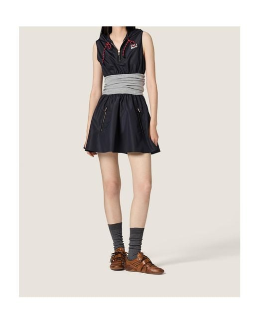 Miu Miu Black Technical Hooded Mini Dress