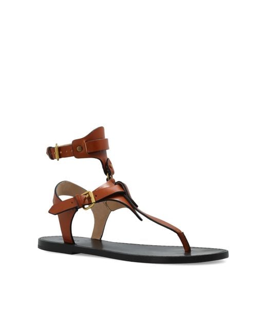 Isabel Marant Brown Ankle Strap Flat Sandals