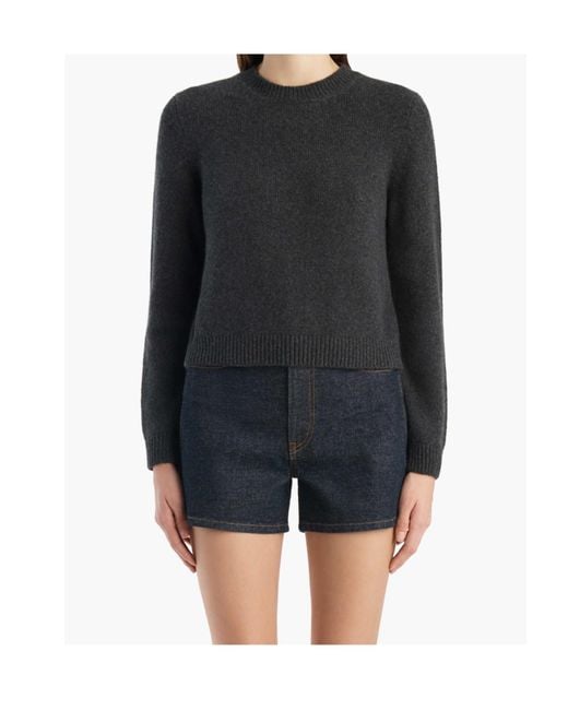 Khaite Black Cropped Ribbed Knitted Sweater