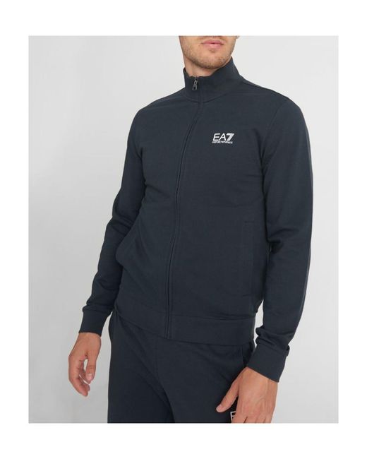 EA7 Blue Chest-Logo Lightweight Jacket for men