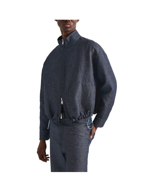 Fendi Blue Stand Collar Zip-Up Jacket for men
