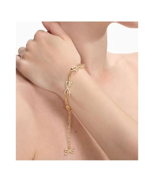 Self-Portrait Metallic Bow Embellished Chain-Linked Bracelet