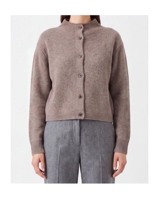 Lisa Yang Brown Zirelle Ribbed Knit Cardigan