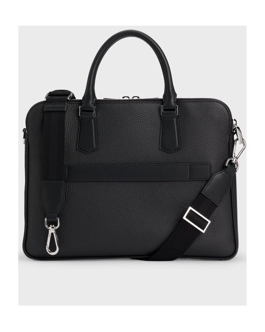 Boss Black Leather Laptop Bag for men