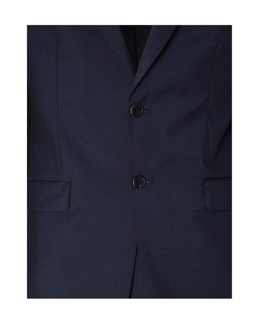 Prada Blue Single-Breasted Tailored Two-Piece Suit for men
