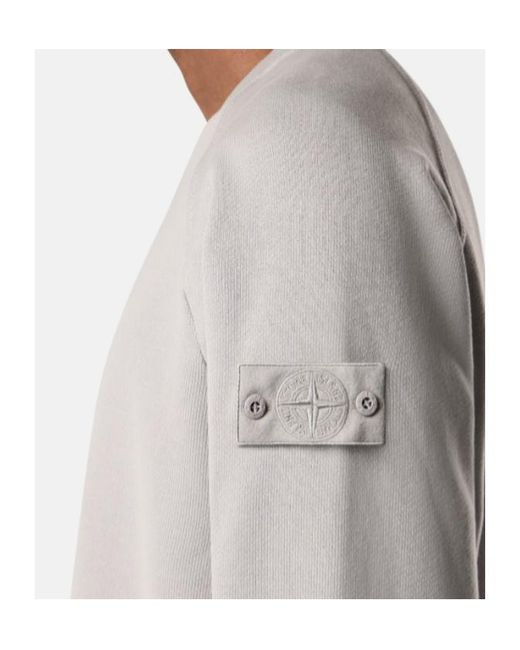 Stone Island Gray Logo Patch Crewneck Sweatshirt for men
