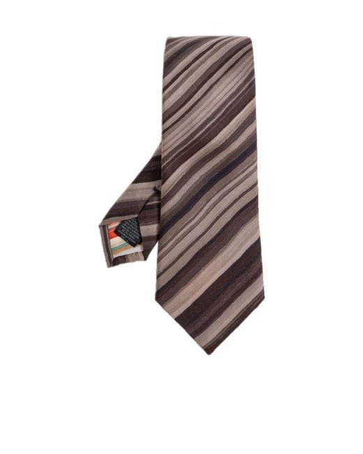 Paul Smith Brown Striped Printed Tie for men