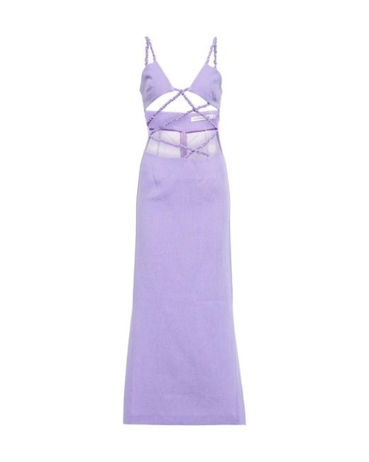Christopher Esber Purple Pleated Cutout Dress