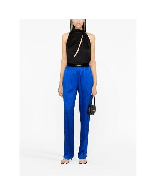 Tom Ford Blue Logo Casual Pants