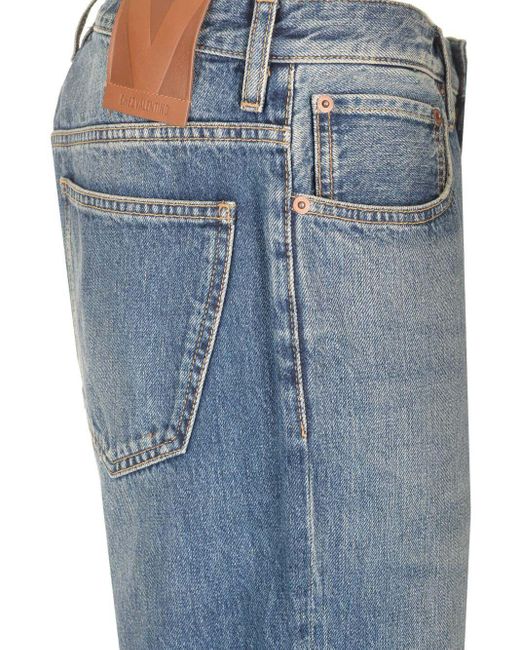 Valentino Blue Logo Patch Straight Leg Jeans for men