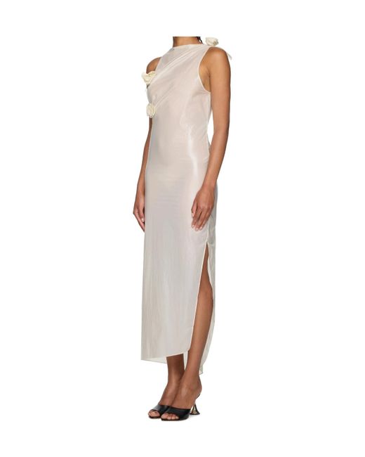 Coperni White Floral-Appliqué Asymmetric Gown
