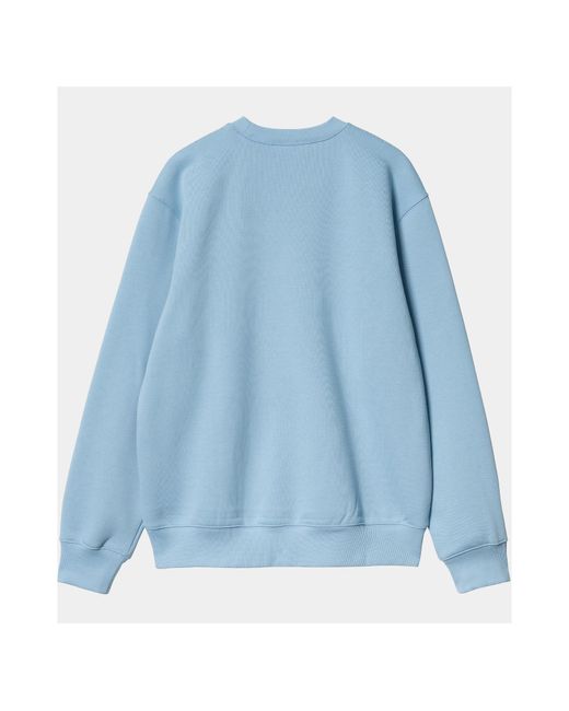 Carhartt Blue Logo Embroidered Crewneck Sweatshirt for men