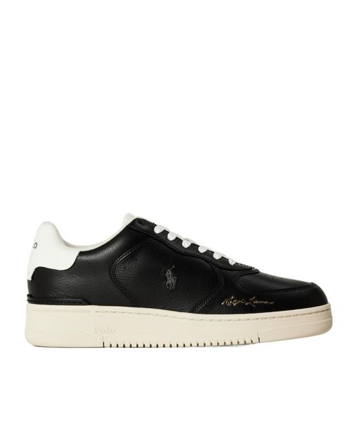 Polo Ralph Lauren Black Solid Color Court Trainers for men