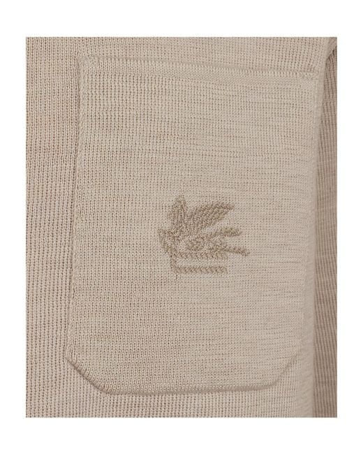 Etro Natural Logo-Embroidered Button-Up Cardigan for men