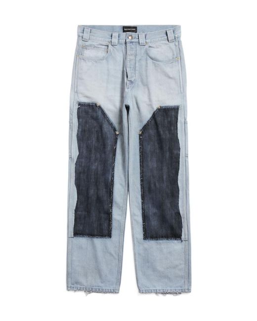 Balenciaga Blue Panelled Vintage Effect Jeans