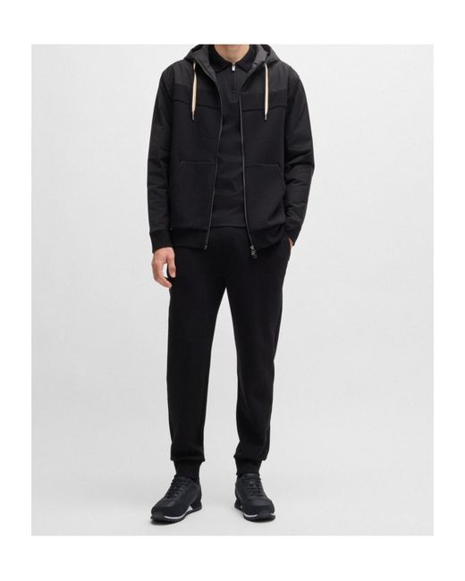 Boss Black Mixed-Material Trainers With Faux-Leather Trims for men