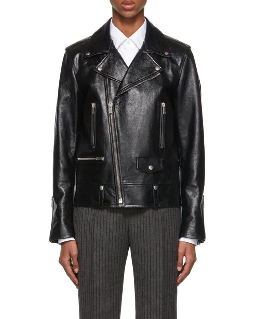 Saint Laurent Black Long-Sleeved Biker Jacket for men