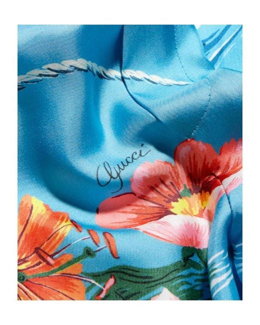 Gucci Blue Printed Elastic-Waist Shorts for men