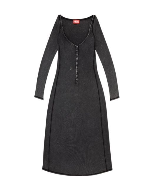 DIESEL Black D-Ley Faded Ribbed Jersey Midi Dress