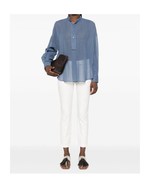 Brunello Cucinelli Blue Cotton Blouse
