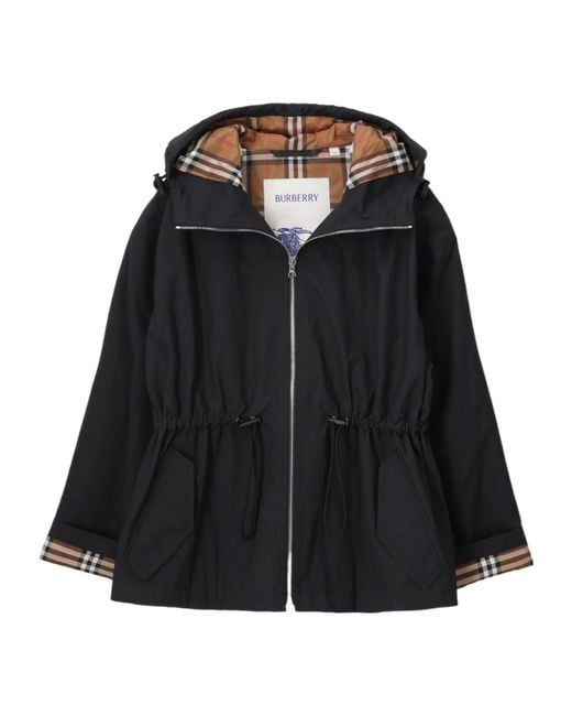 Burberry Black Plaid Hooded Long-Sleeved Jacket